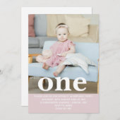 自分の写真を追加する最初の誕生日パーティー 招待状 (正面/裏面)