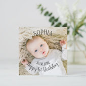 自分の写真を追加する最初の誕生日パーティー 招待状 (スタンド正面)