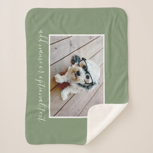 自分の写真を追加する緑の色を編集できる シェルパブランケット (正面)