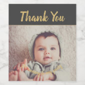 自分の写真を追加する誕生日ありがとう来。 ワインラベル (シングルラベル)