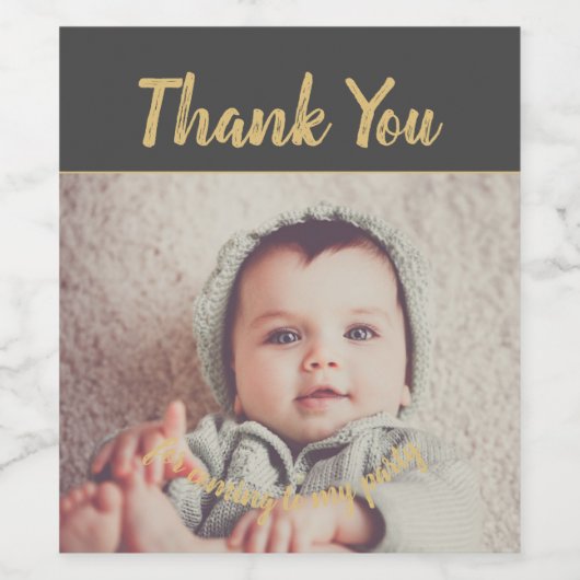 自分の写真を追加する誕生日ありがとう来。 ワインラベル (シングルラベル)