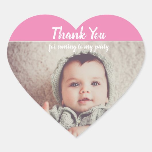 自分の写真を追加する誕生日ありがとう ハートシール (正面)