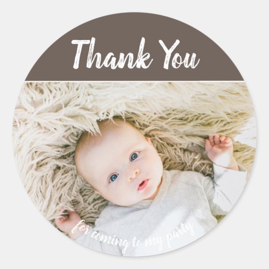自分の写真を追加する誕生日ありがとう ラウンドシール (正面)