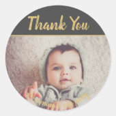 自分の写真を追加する誕生日ありがとう ラウンドシール (正面)