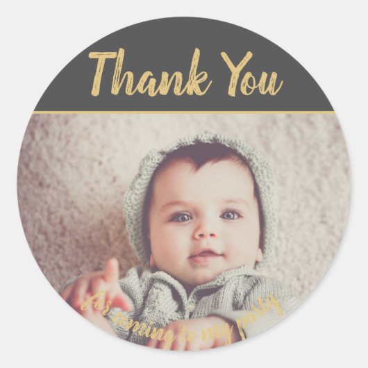 自分の写真を追加する誕生日ありがとう ラウンドシール (正面)