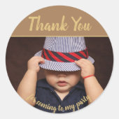 自分の写真を追加する誕生日ありがとう ラウンドシール (正面)