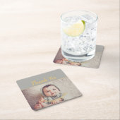 自分の写真を追加する誕生日 スクエアペーパーコースター (インサイチュ)