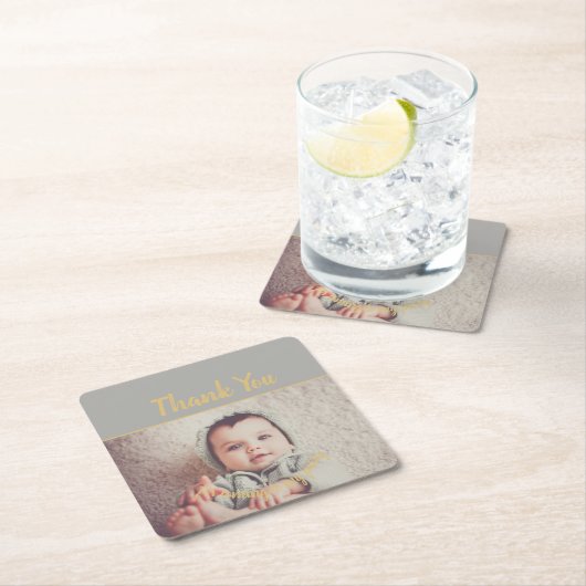 自分の写真を追加する誕生日 スクエアペーパーコースター (インサイチュ)