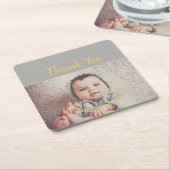 自分の写真を追加する誕生日 スクエアペーパーコースター (アングル)