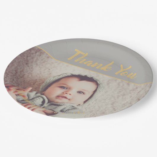 自分の写真を追加する誕生日 ペーパープレート (アングル)