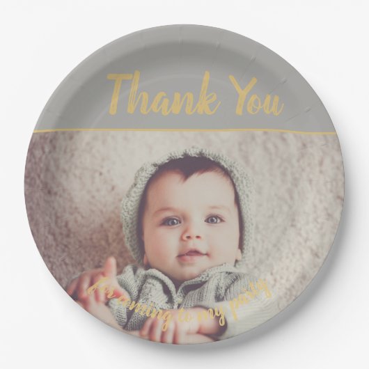 自分の写真を追加する誕生日 ペーパープレート (正面)