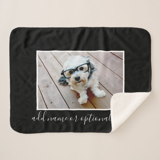 自分の写真を追加する黒い色を編集できる シェルパブランケット (正面(横))