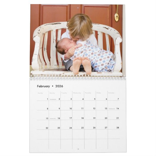 自分の写真を追加する2ページMedium 2025カレンダー カレンダー (2月 2026)