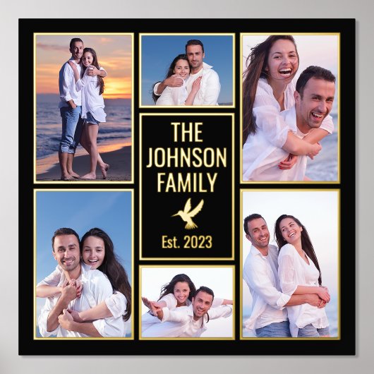 自分の写真を追加する6家族の写真コラージュ 箔ポスター (正面)