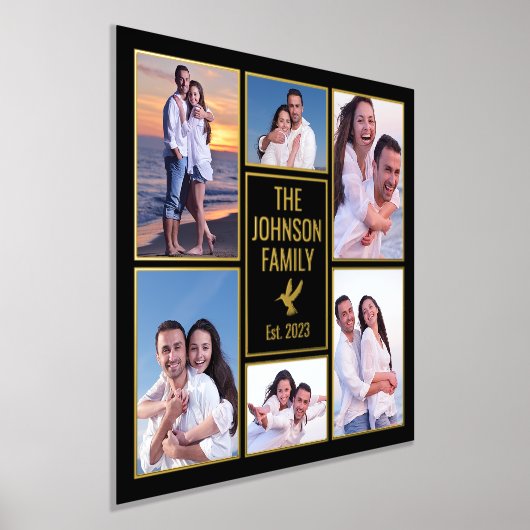 自分の写真を追加する6家族の写真コラージュ 箔ポスター (レイダウン)