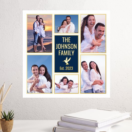 自分の写真を追加する6家族の写真コラージュ 箔ポスター (インサイチュ (デスク3))