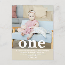 自分の写真を追加する ファースト バースデー パーティー ポストカード