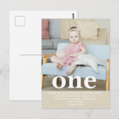 自分の写真を追加する ファースト バースデー パーティー ポストカード (正面/裏面)