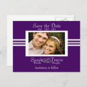 自分の写真を追加する – 紫 案内ポストカード (正面/裏面)