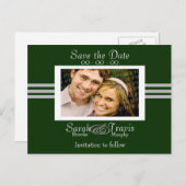 自分の写真を追加する – 緑 案内ポストカード (正面/裏面)