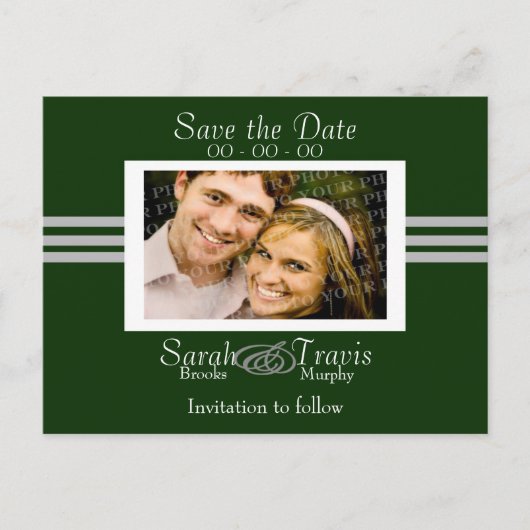 自分の写真を追加する – 緑 案内ポストカード (正面)