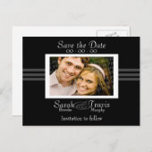 自分の写真を追加する – 黒 案内ポストカード (正面/裏面)