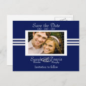 自分の写真を追加する – Dark Blue 案内ポストカード (正面/裏面)