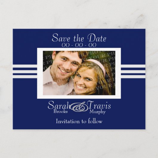 自分の写真を追加する – Dark Blue 案内ポストカード (正面)