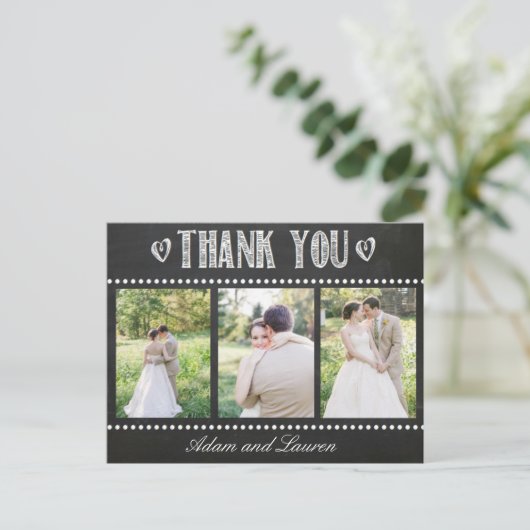 自分の写真を追加するChalkboardありがとう ポストカード (スタンド正面)