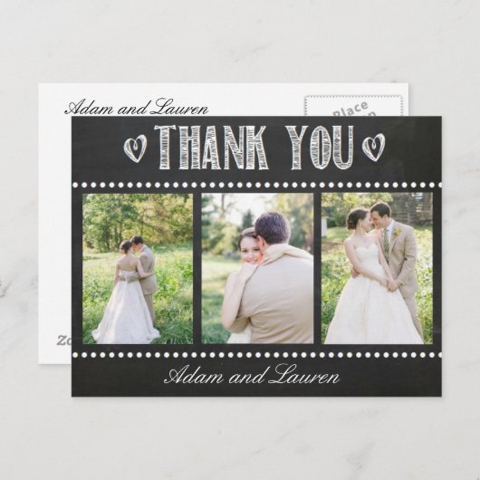 自分の写真を追加するChalkboardありがとう ポストカード (正面/裏面)