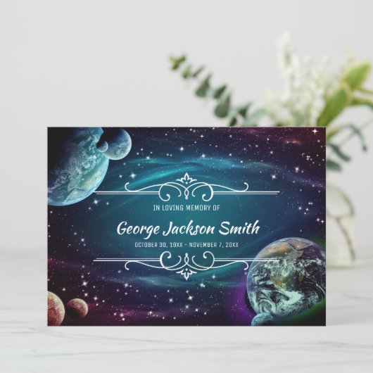 自分の写真を追加記念銀河系星惑星 招待状 (スタンド正面)