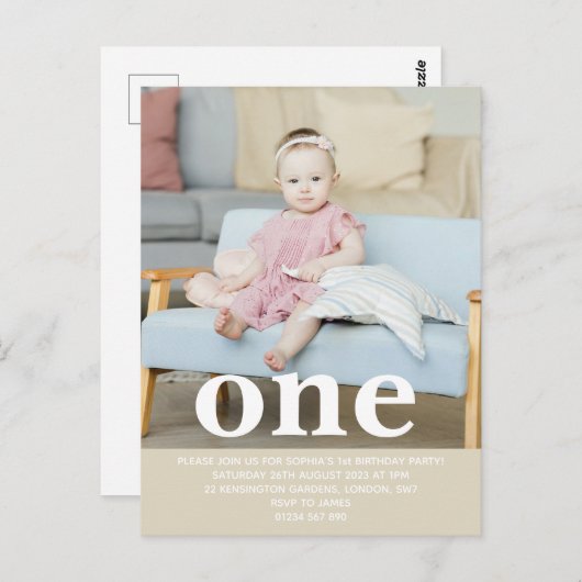 自分の写真を追加 オリジナル ファースト バースデー パーティー ポストカード (正面/裏面)