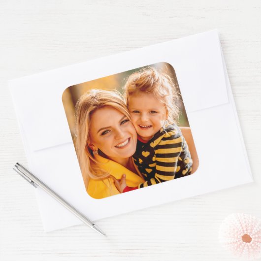 自分の写真を追加 スクエアシール (封筒)