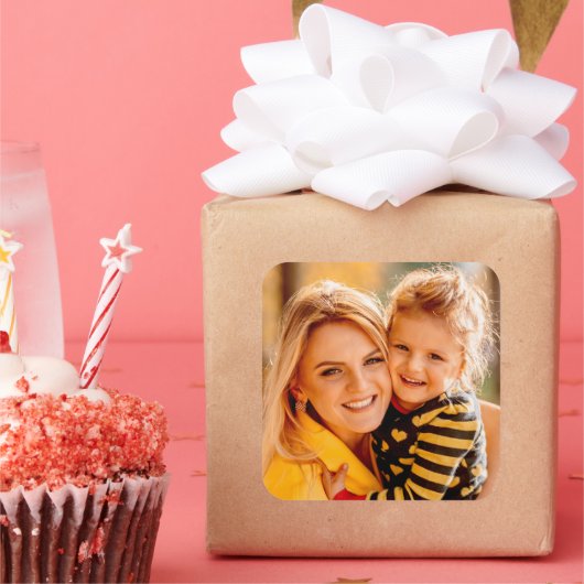 自分の写真を追加 スクエアシール (パーティー)