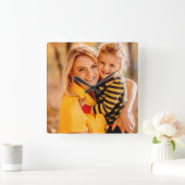 自分の写真を追加 |テンプレート スクエア壁時計 (ホーム)