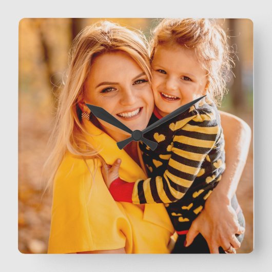 自分の写真を追加 |テンプレート スクエア壁時計 (正面)