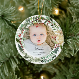 自分の写真を追加 |フローラベビー1stクリスマス セラミックオーナメント