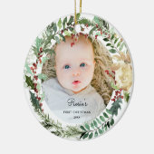 自分の写真を追加 |フローラベビー1stクリスマス セラミックオーナメント (左)
