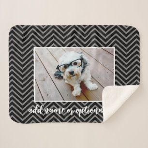 自分の写真を追加 – 黒で編集可能 シェルパブランケット