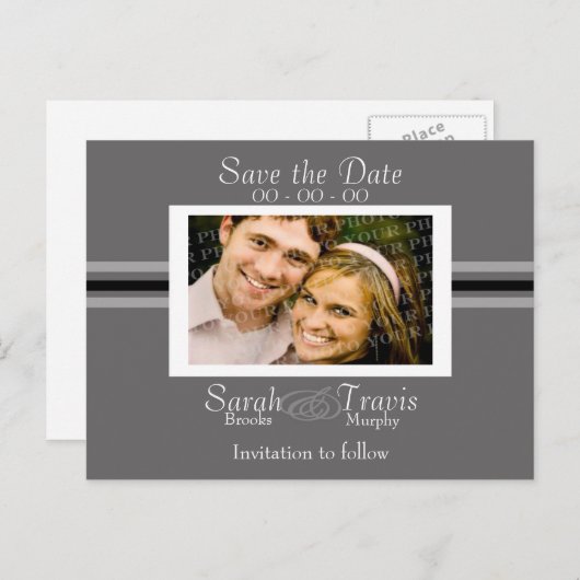 自分の写真を追加 – Silver 案内ポストカード (正面/裏面)