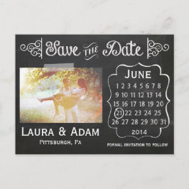 自分の写真を追加Chalkboard日付を保存 案内ポストカード