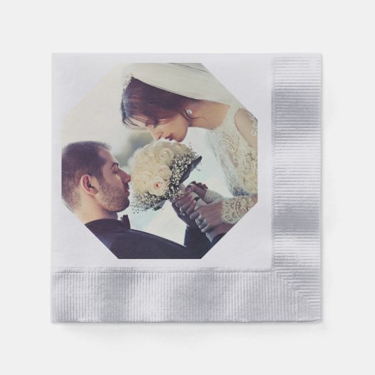 自分の写真ウェディングレセプション紙ナプキンス 縁ありカクテルナプキン (正面)