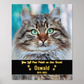 自分の写真カスタムを追加ペット猫記念碑8x10 箔ポスター (正面)
