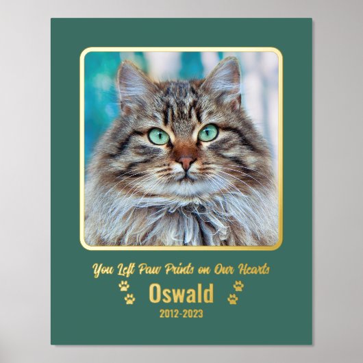 自分の写真カスタムを追加ペット猫記念碑8x10 Fo 箔ポスター (正面)