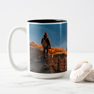 自分の写真カスタムを2枚にパーソナライズされたする ツートーンマグカップ