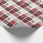 自分の写真コラージュの赤いクリスマスを作成 ラッピングペーパー (角)