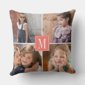 自分の写真コラージュ、モノグラム生サンゴを作る クッション (裏面)