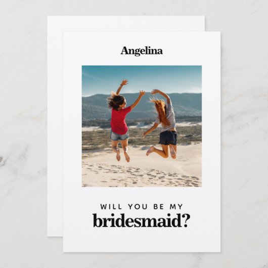 自分の写真シンプルのエレガントBridesmaid提案カード 招待状 (正面/裏面)