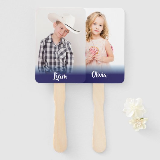 自分の写真モノグラム花婿結婚の ハンドファン (正面&裏面)