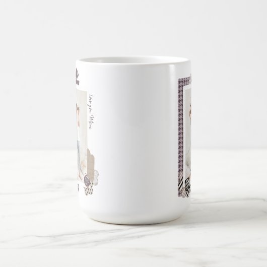 自分の写真名をモダン追加ガーリーパーソナライズされたする コーヒーマグカップ (中央)